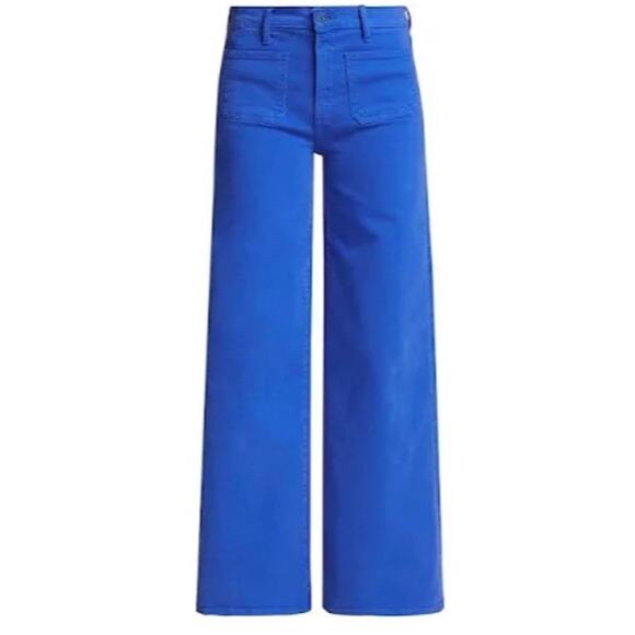 Mother High Rise Patch Pocket Wide Leg Jeans In Snorkel Blue Size 33 NWT - Picture 1 of 12